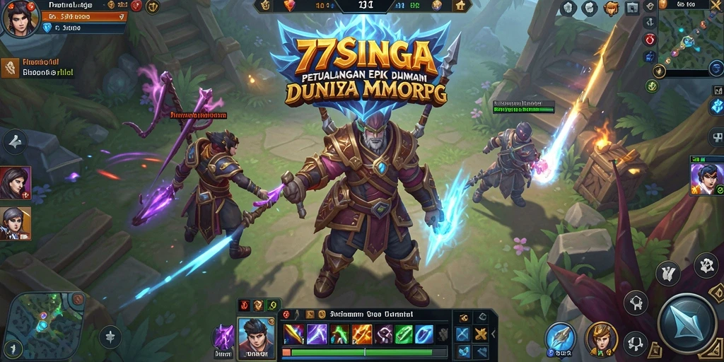 Tampilan gameplay epik dalam 77SINGA yang menampilkan pertempuran seru.