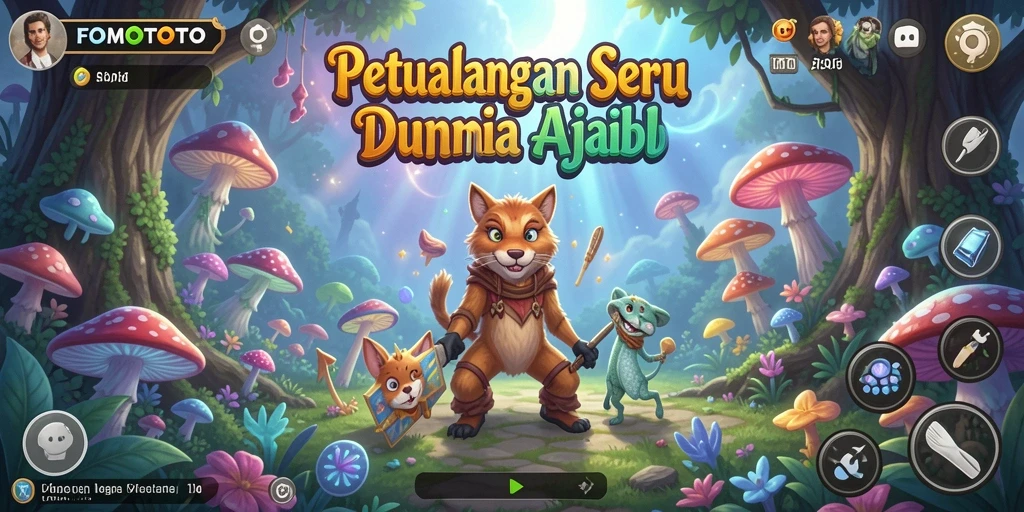 Tampilan utama FOMOTOTO dengan gameplay petualangan yang seru.