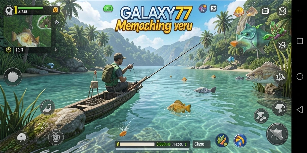 Tampilan gameplay memancing yang seru dan menantang di GALAXY77.
