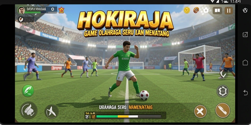 Screenshot gameplay HOKIRAJA menampilkan keasyikan bertanding dalam olahraga.