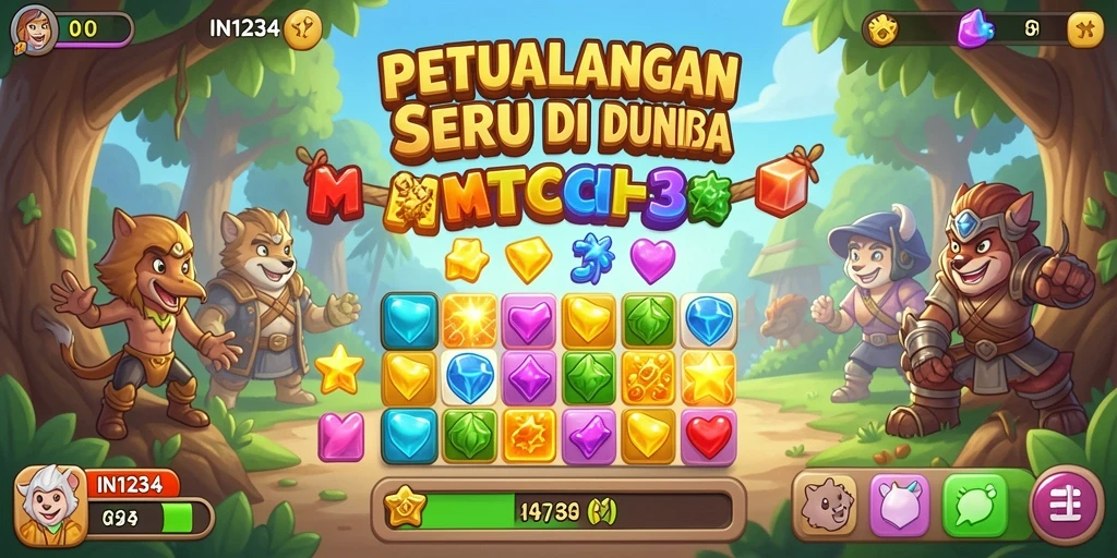 Tampilan gameplay menarik dari IN1234 di dunia Match-3.