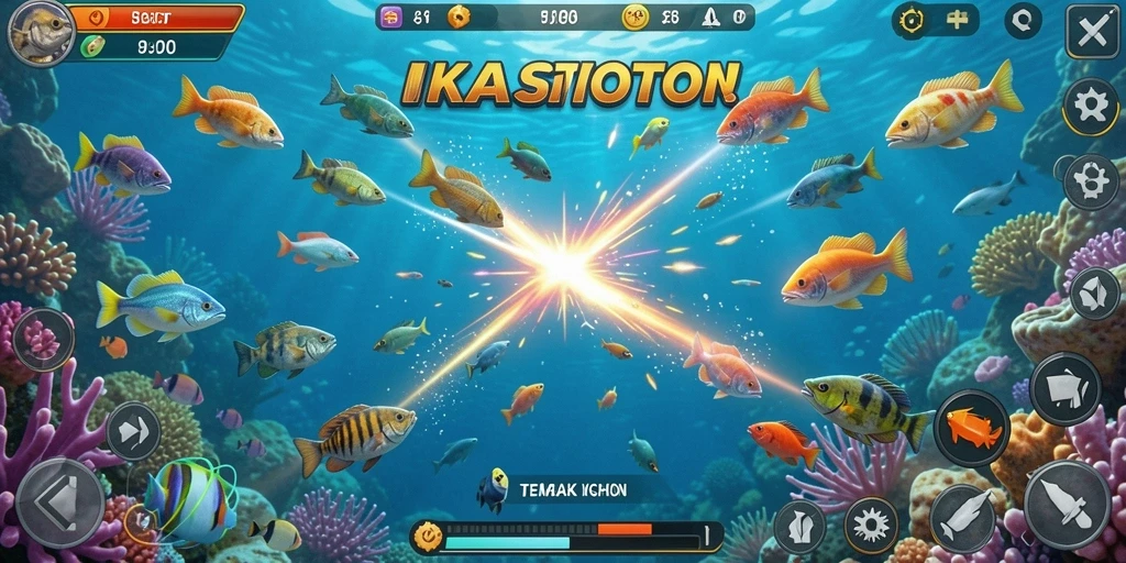 Tampilan gameplay seru di KASTOTO saat menangkap ikan.