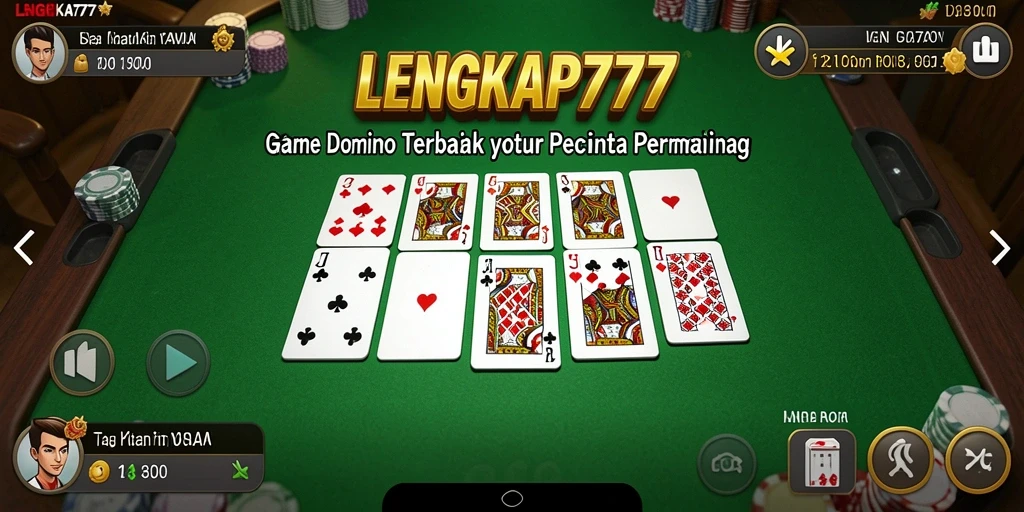 Screenshot gameplay LENGKAP777 yang menampilkan permainan Domino yang seru.