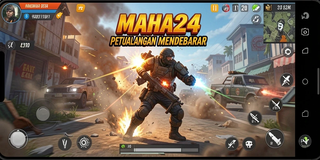 Tampilan aksi mendebarkan dalam gameplay MAHA24 yang penuh tantangan.