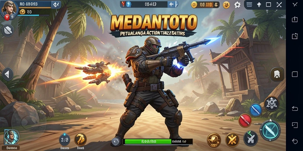 Screenshot MEDANTOTO menampilkan aksi mendebarkan dan karakter berani.