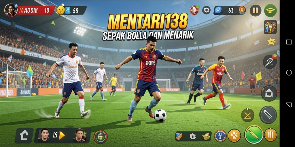 Screenshot gameplay MENTARI138 menampilkan aksi pertandingan sepak bola yang seru.