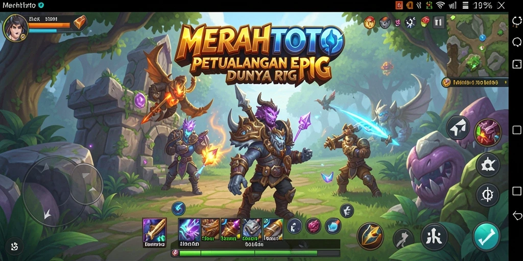 Screenshot utama MERAHTOTO menampilkan aksi pertarungan yang mendebarkan di dunia RPG.