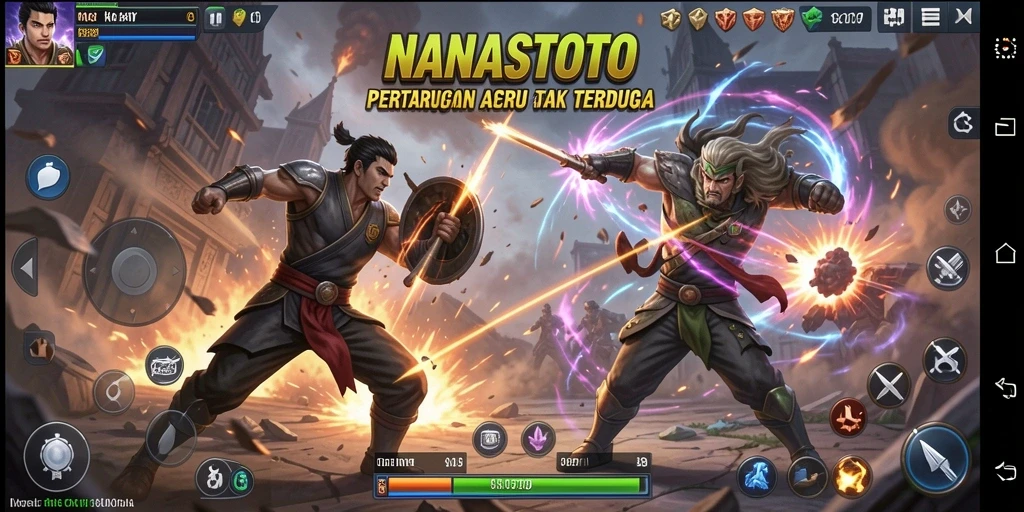 Screenshot utama NANASTOTO menampilkan aksi seru dan gameplay intens.