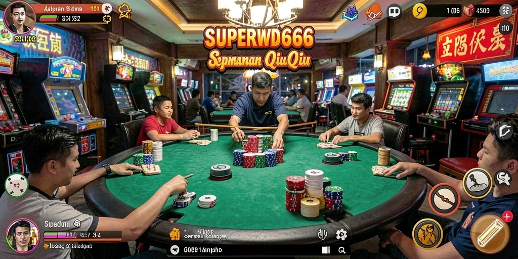 Screenshot gameplay seru dari SUPERWD666 saat permainan QiuQiu berlangsung.